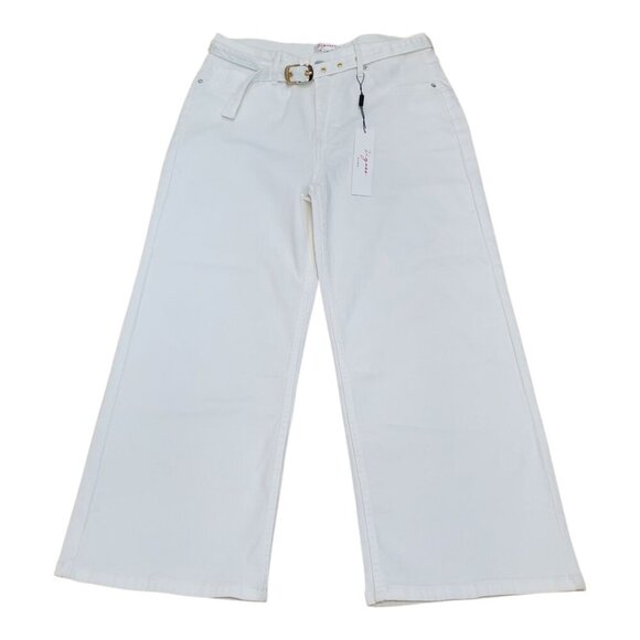 NWT VIGOSS SZ 11/30 High Rise Cropped Wide Leg Jeans w/Matching Belt in White - Picture 1 of 10